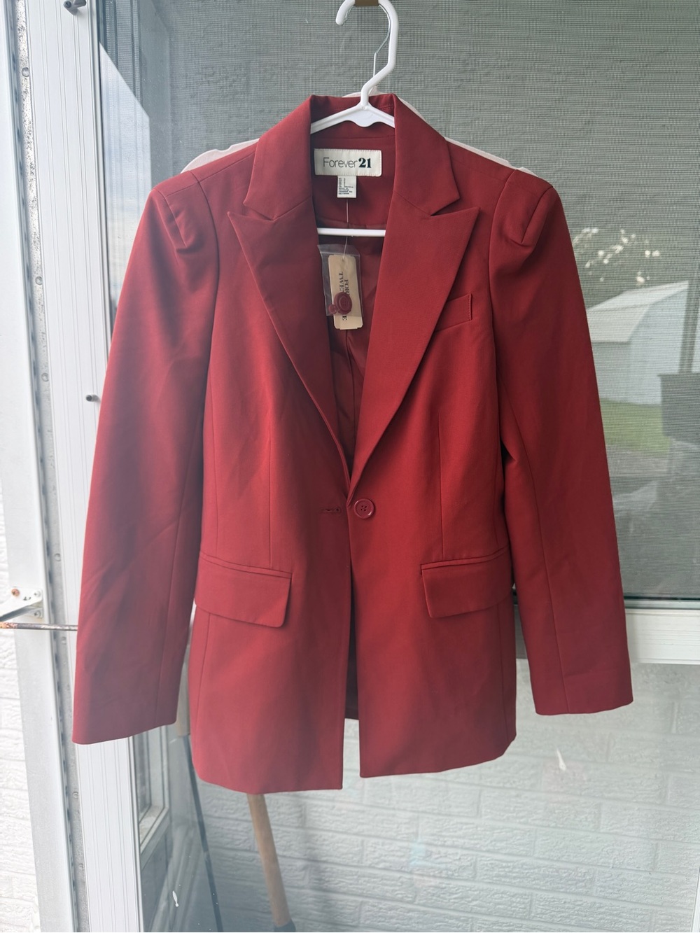 Forever 21 Women's Burnt Red Single-Button Blazer